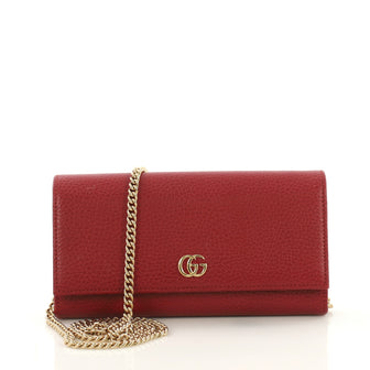 Gucci GG Marmont Continental Chain Wallet Leather Red 419682