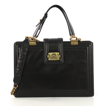 Chanel Boy Tote Glazed Calfskin Large Black 419711
