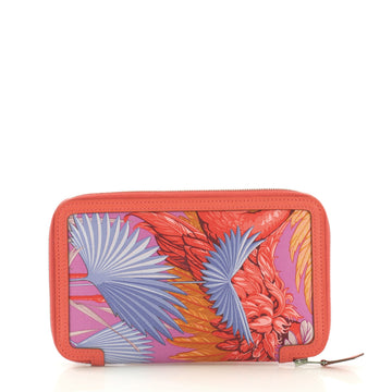 Hermes Soie Cool Wallet Printed Silk and Epsom Long Red 4197121