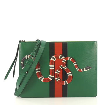 Gucci Web and Snake Messenger Bag Printed Leather Large 4197122