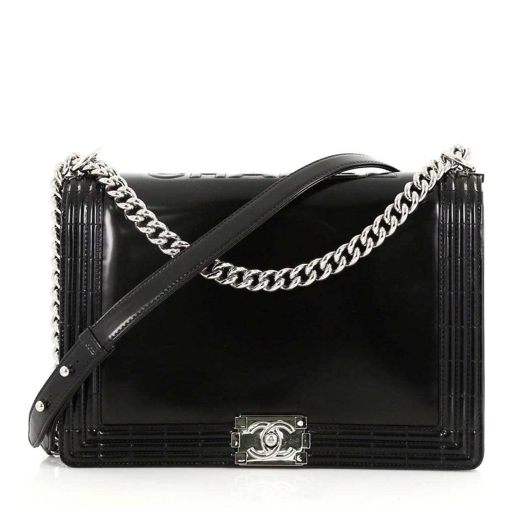 Chanel Reverso Boy Flap Bag Glazed Calfskin Large Black 419761