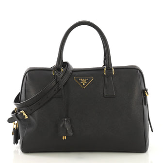 Prada Convertible Bowler Bag Saffiano Leather Medium Black 419871