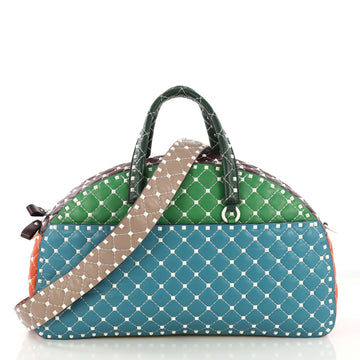 Valentino Free Rockstud Bowling Bag Quilted Leather Blue 419942