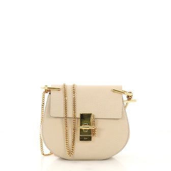 Chloe Drew Crossbody Bag Leather Mini Neutral 419952