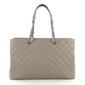 Chanel Grand Shopping Tote Quilted Caviar XL Gray 420008