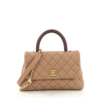 Chanel Coco Top Handle Bag Quilted Caviar with Lizard Mini 420131