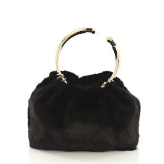 Valentino Bebop Evening Bag Fur Small Black 420621