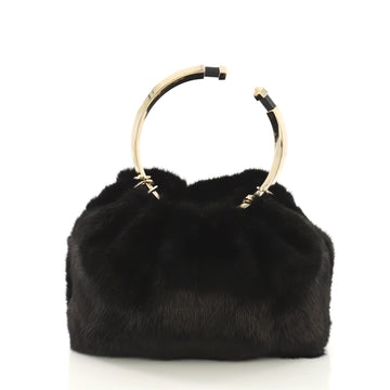 Valentino Bebop Evening Bag Fur Small Black 420621