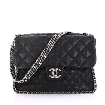 Chanel Chain Around Flap Bag Quilted Leather Maxi 