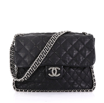 Chanel Chain Around Flap Bag Quilted Leather Maxi 