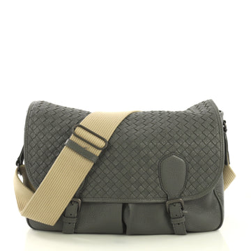 Bottega Veneta Gardena Messenger Bag Cervo Leather Gray 420971