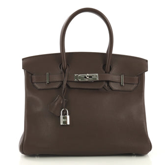 Hermes Birkin Handbag Brown Swift with Palladium Hardware 30 421002