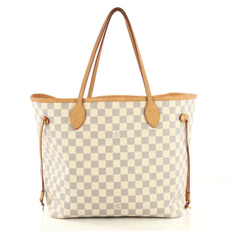 Louis Vuitton Neverfull NM Tote Damier MM White 421032