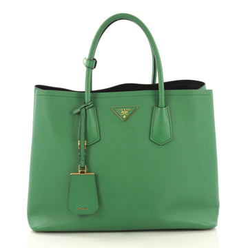 Prada Cuir Double Tote Saffiano Leather Large Green 421291