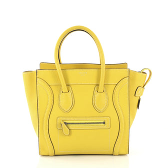 Celine Luggage Handbag Grainy Leather Micro Yellow 421292