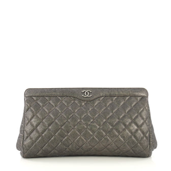 Chanel CC Frame Clutch Quilted Caviar Large