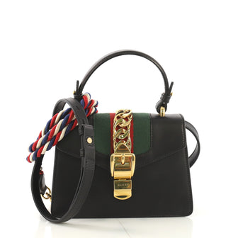 Gucci Sylvie Top Handle Bag Leather Mini Black 421311