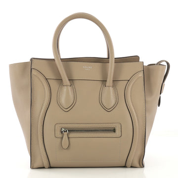 Celine Luggage Handbag Grainy Leather Mini Neutral 421481