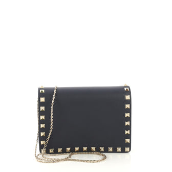 Valentino Rockstud Pouch Crossbody Bag Leather Mini Blue 421491