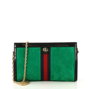 Gucci Ophidia Chain Shoulder Bag Suede Medium Green 421492