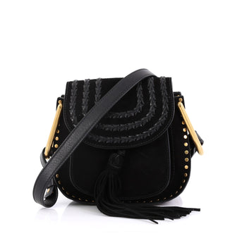 Chloe Hudson Handbag Whipstitch Suede Mini Black 421661