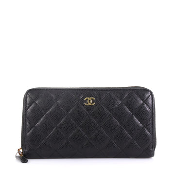 Chanel Zip Around Wallet Quilted Caviar Long