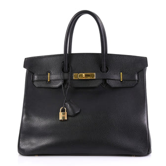 Hermes Birkin Handbag Black Ardennes with Gold Hardware 35 - Rebag