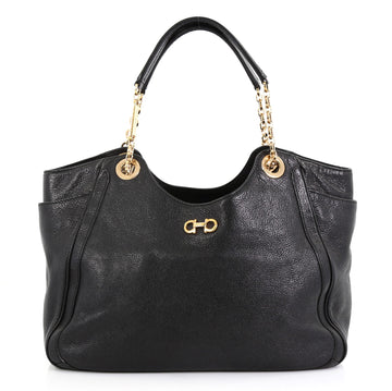 Salvatore Ferragamo Betulla Chain Tote Leather Medium Black 421711