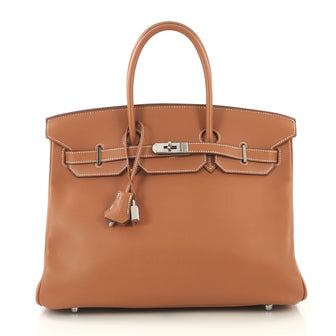 Hermes Birkin Handbag Brown Swift with Palladium Hardware 42196103