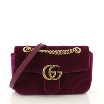 Gucci GG Marmont Flap Bag Matelasse Velvet Mini Purple 42196108