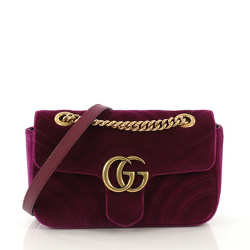 Gucci GG Marmont Flap Bag Matelasse Velvet Mini Purple 42196108
