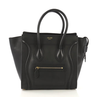 Celine Luggage Handbag Smooth Leather Micro Black 42196115