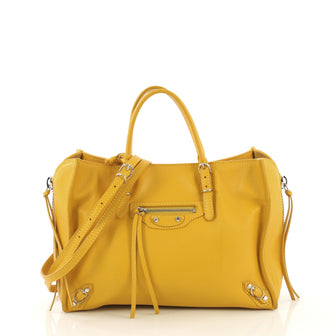 Balenciaga Papier A4 Zip Around Classic Studs Bag Leather yellow 42196122