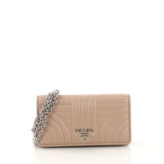 Prada Wallet on Chain Diagramme Quilted Leather Pink 4219615