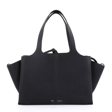 Celine Tri-Fold Shoulder Bag Grained Calfskin Small Black 421962