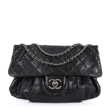 Chanel Elastic Flap Bag Quilted Glazed Caviar Medium Black 4219631