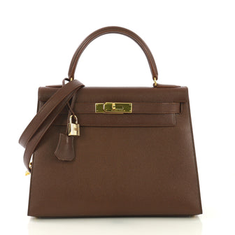 Hermes Kelly Handbag Brown Courchevel with Gold Hardware 28 4219634