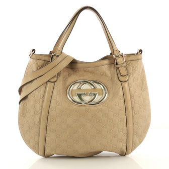 Gucci Britt Web Convertible Satchel Guccissima Leather neutral 4219658