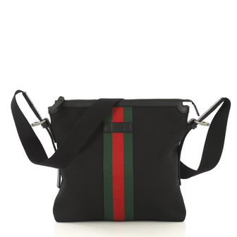 Gucci Web Messenger Bag Techno Canvas Medium Black 421965