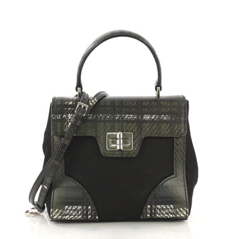 Prada Turn Lock Top Handle Bag Printed Saffiano Leather 4219664