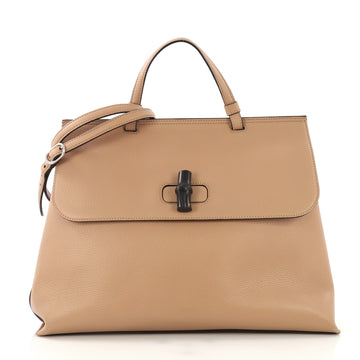 Gucci Bamboo Daily Top Handle Bag Leather Large Neutral 4219670