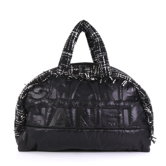 Chanel Doudoune Bowling Bag Embossed Nylon with Tweed Large 4219682