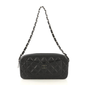 Chanel Vintage Front Pocket Camera Bag Quilted Caviar Small 4219689
