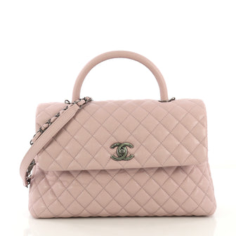 Chanel Coco Top Handle Bag Quilted Caviar Medium Pink 4219692