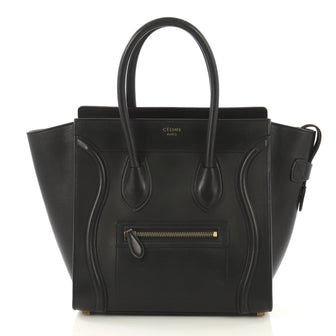 Celine Luggage Handbag Smooth Leather Micro Black 4219697