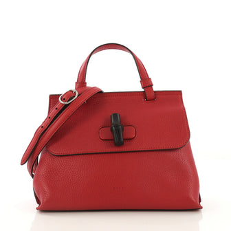 Gucci Bamboo Daily Top Handle Bag Leather Small Red 422011