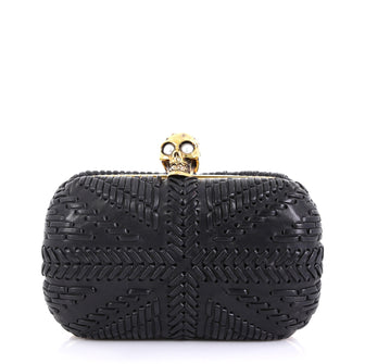 Alexander McQueen Knuckle Box Clutch Woven Leather Small 422031