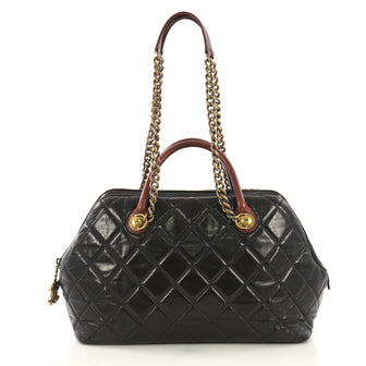 Chanel Castle Rock Bowler Bag Quilted Glazed Calfskin Large 422052