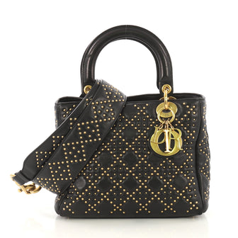 Christian Dior Supple Lady Dior Bag Cannage Studded Leather Medium