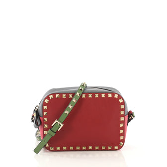 Valentino Rockstud Camera Crossbody Bag Leather Red 422391